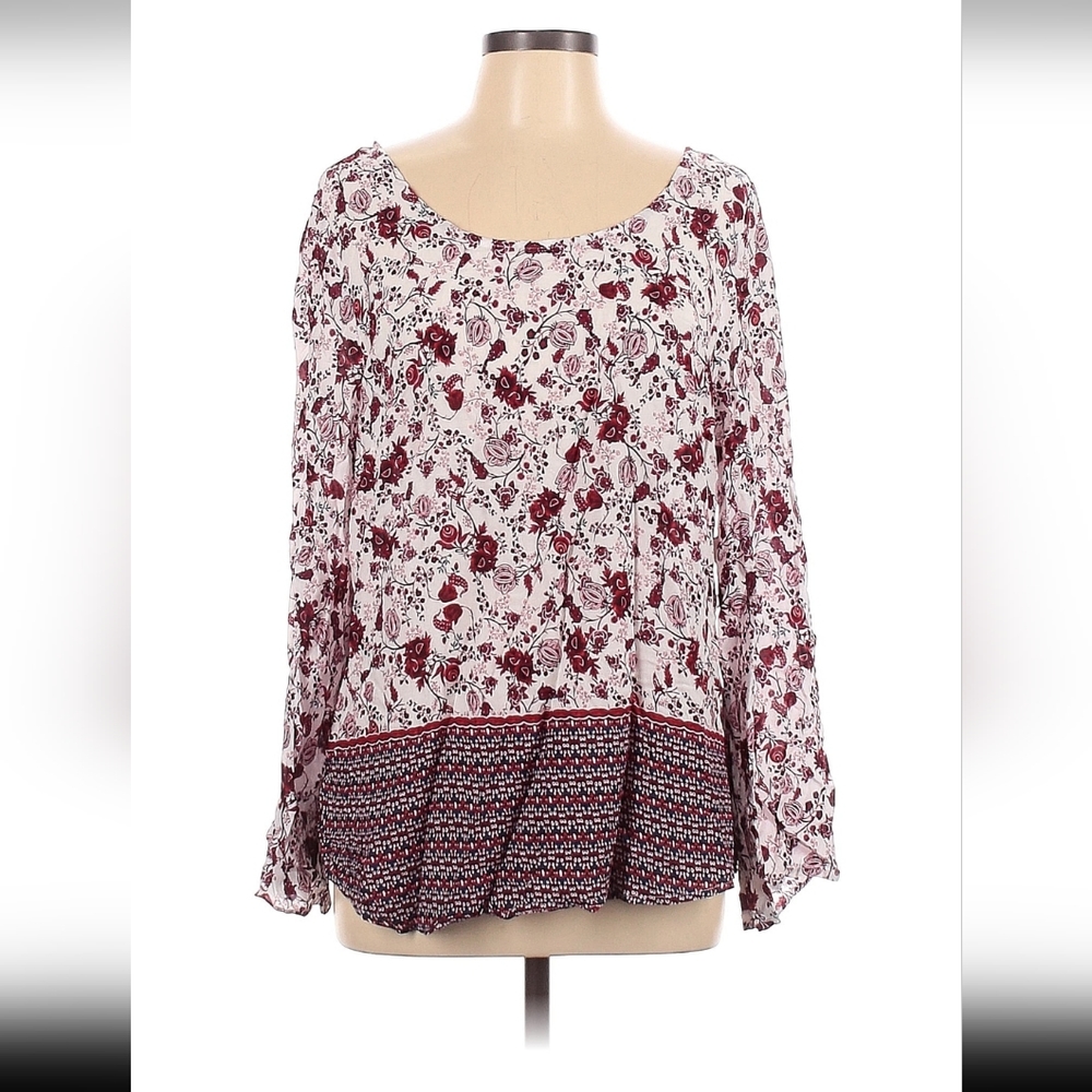 NWT Faded Glory Merlot Tunic Blouse with cross back Size L 100% Rayon - Picture 3 of 12